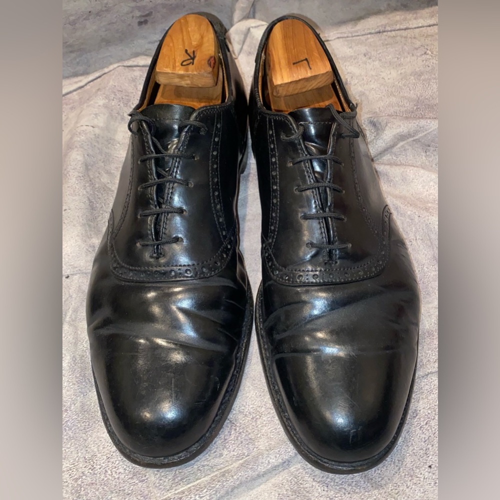 Alden 993 Black Shell Cordovan Saddle Brogues Derby Oxford Dress Shoes 10.5 Vntg - Picture 5 of 11